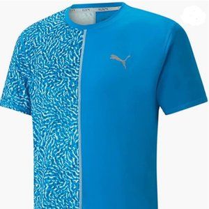 PUMA Men's Reflective Run Graphic Ocean Dive Short Sleeve Tee- 2XL